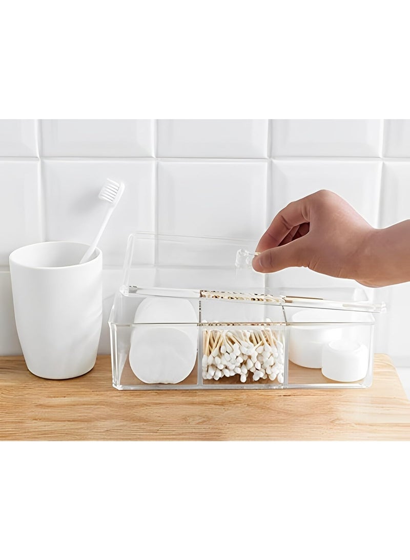 Transparent multi-compartment personal care organiser – storage box for cotton and cotton swabs with a tight-fitting lid - Image 4